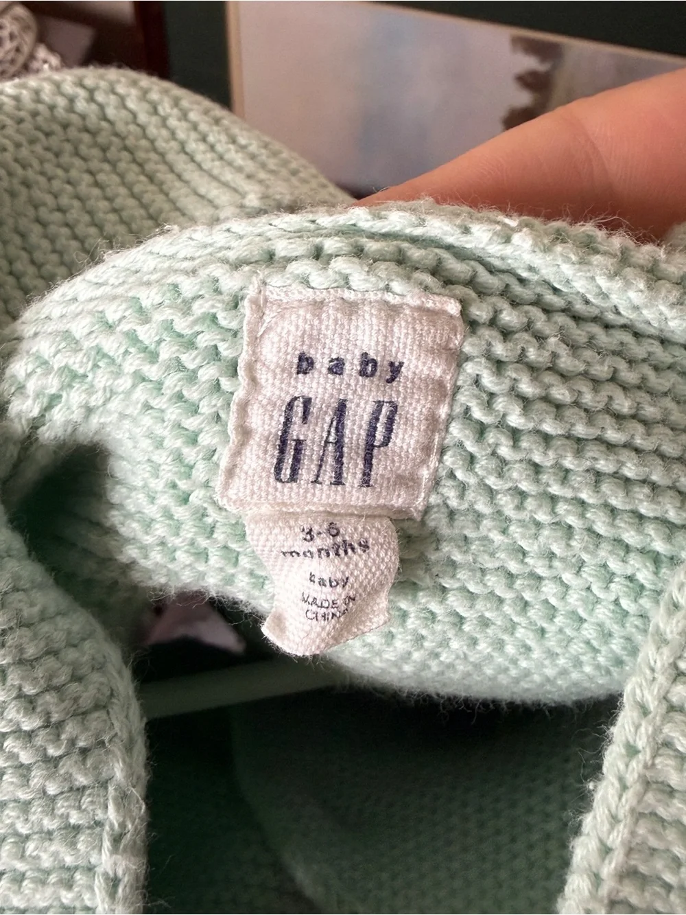 Baby GAP Strawberry Cardigan Sweater Mint Green 3-6 Months 100% Cotton